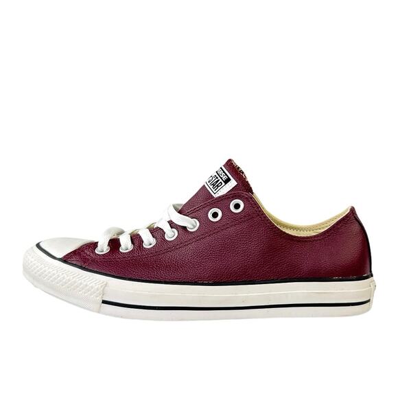 Converse Chuck Taylor OX Unisex Burgundy Leather Lace Up Sneakers Shoes M-9 W-11 - Picture 1 of 9
